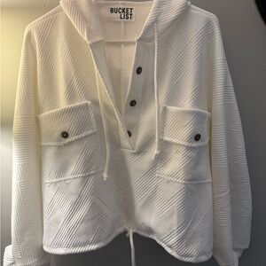 BUCKETLIST White Hooded Cropped Sweater